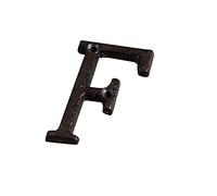 3D Cast Ferro Casa Placca Numeri 0-9 Lettere A-Z Porta Nero Decorazione Parete 3 Pollici 8cm Metallo Indirizzo Segno con Viti per Esterno Interno Hotel Dormitorio Cafe Yard Via Casella Posta (F)