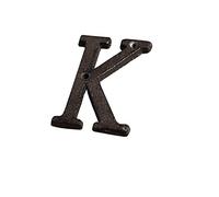 3D Cast Ferro Casa Placca Numeri 0-9 Lettere A-Z Porta Nero Decorazione Parete 3 Pollici 8cm Metallo Indirizzo Segno con Viti per Esterno Interno Hotel Dormitorio Cafe Yard Via Casella Posta (K)