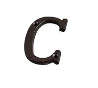 3D Cast Ferro Casa Placca Numeri 0-9 Lettere A-Z Porta Nero Decorazione Parete 3 Pollici 8cm Metallo Indirizzo Segno con Viti per Esterno Interno Hotel Dormitorio Cafe Yard Via Casella Posta (C)