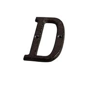 3D Cast Ferro Casa Placca Numeri 0-9 Lettere A-Z Porta Nero Decorazione Parete 3 Pollici 8cm Metallo Indirizzo Segno con Viti per Esterno Interno Hotel Dormitorio Cafe Yard Via Casella Posta (D)