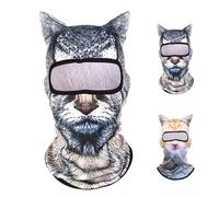 3D Cat Ski Mask, Face Mask with Ears Cute Cat, Stylish Playful Hood, Animal Ski Mask, Ideal for Skiing And Cycling Activities (IT, Testo, Taglia Unica, XS, Grey)