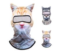 3D Cat Ski Mask, Face Mask with Ears Cute Cat, Stylish Playful Hood, Animal Ski Mask, Ideal for Skiing And Cycling Activities (IT, Testo, Taglia Unica, XS, Orange)