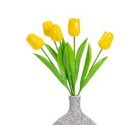 3D Ceramic Flowers Set, 5-Stem Set of Handcrafted Decorative Tulips