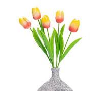 3D Ceramic Flowers Set, 5-Stem Set of Handcrafted Decorative Tulips