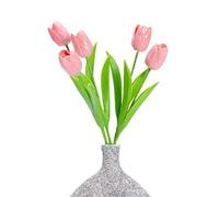 3D Ceramic Flowers Set, 5-Stem Set of Handcrafted Decorative Tulips