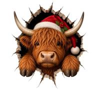3D Christmas Animal Wall Decal Realistic Breaking Through Wall Decoration