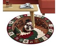 3D Christmas Carpet, Illusion Carpet, Non-Slip Optical Illusion Soft Mat | Round Christmas Rug for Indoor Living Room Home Door Staircase Area Floor City Hamlet Cave Bar Advent