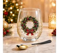 3D Christmas Glasses Drinking Art Cup, Raised Holiday Glassware Stemless, Santa Snowman Stemless Wine Glass, Winter Table Decor for Coffee, Tea, Juice, Milk, Party Home Festive Decor Gifts (1PCS-C)