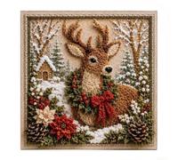 3D Christmas Needle Punch Kit 22cm Fabric Art Set | Pre-printed Fabric, Coloured Wool, Needles Included, Customisable Designs, Holiday Decor, per ideal For Craft Lovers