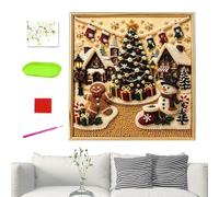 3D Christmas Pearl Wall Art Kit DIY 3D Flocked Canvas Christmas Wall