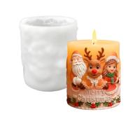 3d Christmas Silicone Moulds - Candle Making for Planners, Soap Craft Molds with Girl Santa Reindeer Patterns, Cement Plaster Moulds for Holiday, Workshops, Art, 8.3x8.5cm