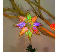 3D Christmas Tree Topper LED String Lights Ornament Holiday Lighted Up Stars