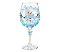 3D Christmas Wine Glass Art Cup With Elegant Stems, With Cute Santa Snowman