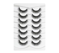 3D Ciglia finte Look Naturale Occhio di gatto Wispy Ciglia finte Breve Croce Morbide Riutilizzabili Clear BandLashes 7 Pairs Happy Heartbeat (No.207)