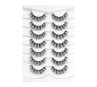 3D Clear Band Ciglia finte Look Naturale Occhio di gatto Wispy Ciglia finte Breve Supernaturale Croce Morbide Riutilizzabili Lashes 7 Pairs-Happy Heartbeat(No.198)