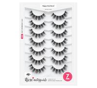 3D Clear Band Ciglia finte Look Naturale Occhio di gatto Wispy Ciglia finte Breve Supernaturale Croce Morbide Riutilizzabili Lashes 7 Pairs-Happy Heartbeat(No.202)