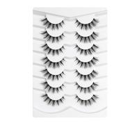 3D Clear Band Ciglia finte Look Naturale Occhio di gatto Wispy Ciglia finte Breve Supernaturale Croce Morbide Riutilizzabili Lashes 7 Pairs-Happy Heartbeat(No.206)