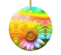 3D Colorful Girasole Stampa Personalizzati Ornamenti In Ceramica Di Natale, Decorazioni Per Albero Di Natale, Souvenir, Ornamenti Divertenti