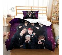 3D Con Stampa Di BTS Biancheria Da Letto 3 Pezzi Set Copripiumino Morbida Microfibra Per Ragazzi E Ragazze,coppie,camera Da Letto,decorazione Single（135x200cm）