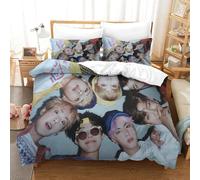 3D Con Stampa Di BTS Set Di Biancheria Da Letto Con 3 Pezzi Copripiumino Con Cerniera E Federe Per Ragazzi E Ragazze,coppie,camera Da Letto,decorazione Single（140x200cm）
