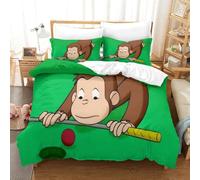 3D Con Stampa Di Curious George Set Di Biancheria Da Letto Con 3 Pezzi Copripiumino Con Cerniera E Federe Per Ragazzi E Ragazze,coppie,camera Da Letto,decorazione Super King（260x220cm）