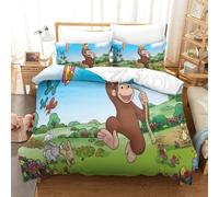3D Con Stampa Di Curious George Set Di Biancheria Da Letto Con 3 Pezzi Copripiumino Con Chiusura A Cerniera Per Ragazzi E Ragazze,coppie,camera Da Letto,decorazione Super King（260x220cm）