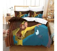 3D Con Stampa Di Curious George Set Di Biancheria Da Letto Con 3 Pezzi Copripiumino Morbida Microfibra Per Ragazzi E Ragazze,coppie,camera Da Letto,decorazione Single（140x200cm）