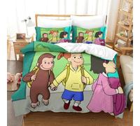 3D Con Stampa Di Curious George Set Di Biancheria Da Letto Con 3 Pezzi Copripiumino Morbida Microfibra Per Ragazzi E Ragazze,coppie,camera Da Letto,decorazione Single（140x200cm）
