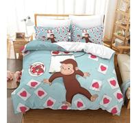 3D Con Stampa Di Curious George Set Di Biancheria Da Letto Con 3 Pezzi Set Copripiumino Con Cerniera E Federe Per Ragazzi E Ragazze,coppie,camera Da Letto,decorazione Single(140x200cm)