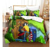 3D Con Stampa Di Der Kleine Rabe Socke Set Di Biancheria Da Letto Con 3 Pezzi Copripiumino Con Cerniera E Federe Per Ragazzi E Ragazze,coppie,camera Da Letto,decorazione Super King(260x220cm)