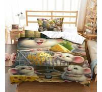 3D Con Stampa Di Rat Set Di Biancheria Da Letto Decorazione Microfibra Set Copripiumino Letto Per Adulti E Bambini Con Chiusura A Cerniera Single（135x200cm）