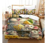 3D Con Stampa Di Rat Set Di Biancheria Da Letto Decorazione Microfibra Set Copripiumino Per Letto Per Adulti E Bambini Con Chiusura A Cerniera Single（140x200cm）