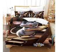 3D Con Stampa Di Rat Set Di Biancheria Da Letto Morbido E Accogliente Microfibra Set Copripiumino Per Letto Per Adulti E Bambini Con Chiusura A Cerniera Single（140x200cm）