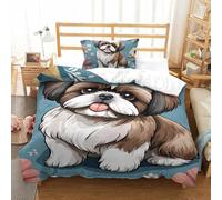 3D Con Stampa Di Shih-tzu Set Di Biancheria Da Letto Camera Da Letto Microfibra Set Copripiumino Per Ragazzi E Ragazze Con Chiusura A Cerniera Single（135x200cm）