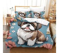 3D Con Stampa Di Shih-tzu Set Di Biancheria Da Letto Decorazione Microfibra Set Copripiumino Per Letto Per Adulti E Bambini Con Chiusura A Cerniera King（220x240cm）