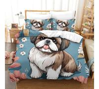 3D Con Stampa Di Shih-tzu Set Di Biancheria Da Letto Decorazione Microfibra Set Copripiumino Per Letto Per Adulti E Bambini Con Chiusura A Cerniera Super King（260x220cm）