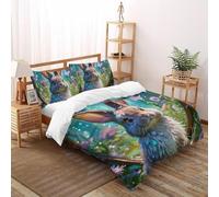 3D Coniglio Fantasy Set Di Biancheria Da Letto Adulti Set Da 3 Pezzi in Microfibra 2 Federe Cuscino Doppio Con Chiusura A Cerniera King（220x240cm）