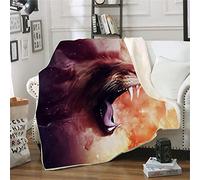 3D Coperta Microfibra per Bambini Adulti Stampa leone, Surwin Doppio strato Coperta di Pile Sherpa per Divano/Sedie/Letto/ufficio (Prepotente,130 * 150cm)
