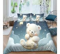 3D Copripiumini Orsetto Set Di Biancheria Da Letto Decorazione Cartone animato Stellate Per Interni, Regali Per Bambini Adulti Double(200x200cm)