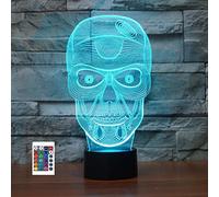 3D Cranio Forma Luce Notturna 7/16 Cambiamento di Colore LED Telecomando Lampada Da Tavolo Acrilico Piatto ABS Base USB Decorazione Della Casa Compleanno Natale Bambino Regalo Per Bambini
