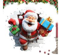 3D Creative Christmas Wall Stickers, Santa Claus Breaking Through The Wall Sticker Decals for Home Living Room