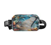 3d Creativo Pavimento Pittura Oceano Subacquea Moda Marsupio Borsa a tracolla per piccolo uomo d'affari Resistente all'acqua con Cinghia Regolabile per Allenamento Corsa Escursionismo para la cintura