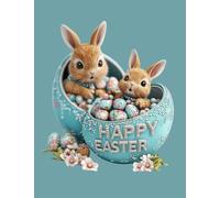 3D Cute Bunny-Rabbit Easter Egg College ruled notebook: 110 pages, 7.44x9.69 Inches. Softcover notebook college ruled, Lined notebook for school, office notebook, kids etc