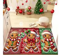3D Cute Christmas gingerbread man welcome door mat home decoration bedroom room bathroom kitchen floor mat soft and non-slip-60x90cm