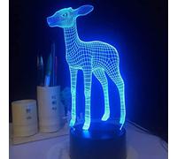3D Cute Deer Night Light, USB 7 Cambia Colore LED Lampada da Tavolo Nightlights Cute Deer Lamp Sensore tattile Carica USB
