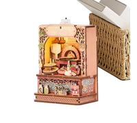 3D Cute Magnetic Wooden Puzzle Miniature House Set - LED Light Up Mini Refr