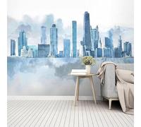3D Decorazione Murale Moderna Camera Da Letto Blu Città Architettura Paesaggio Tv Sfondo Decorazione Domestica Carta Da Parati-250Cm×170Cm