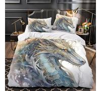 3D Design Printed 3 Pcs Bedding Set Home Decor Hidden Zipper Extra Mythical Dragon Quilt Cover Washable All Season for Adults,Kids,Girls fantasy Duvet Cover King（220x240cm）
