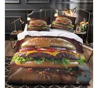 3D Design Printed 3-Piece Bedding Set Home Decor Extra Burger with Cheese Quilt Cover Hypoallergenic Wrinkle-Resistant for Adults,Girls,Children Juicy Beef Patty Duvet Cover Double（200x200cm）