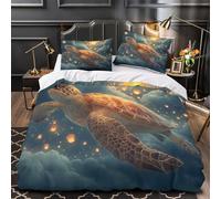 3D Design Printed 3-Piece Bedding Set Home Decor Extra Sea Turtle Fantasy Duvet Cover Hypoallergenic All Season for Adults,Children,Teens Mythical Ocean Creature Comforter Cover Double（200x200cm）